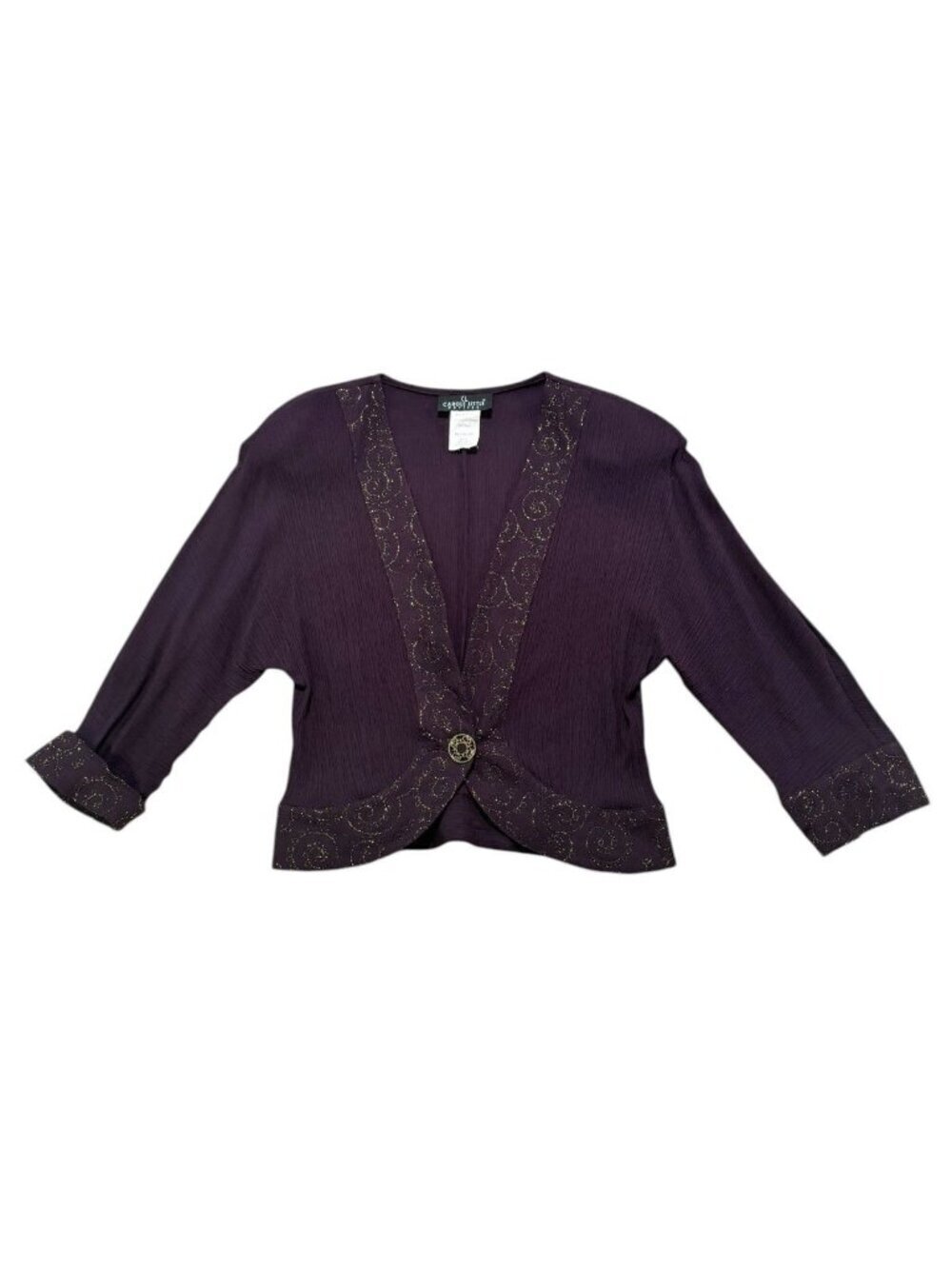Carole Little Petites Eggplant 2pc Set Jacket Cami Size 10 Vintage